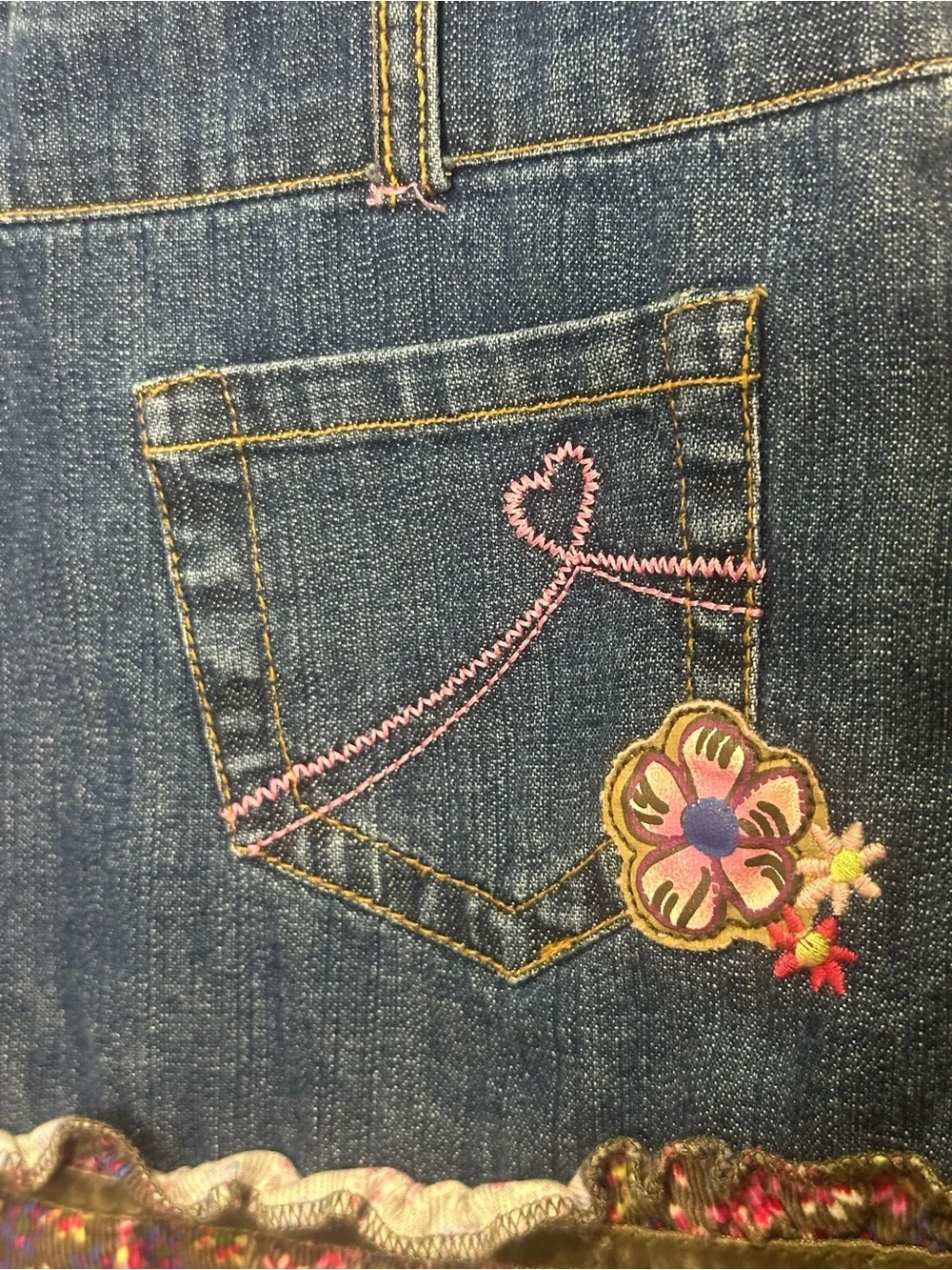 y2k inspired Children's Place Denim Butterfly Dress in Blue with Pink Accents